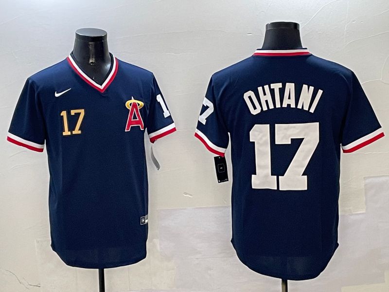 Men Los Angeles Angels #17 Ohtani Blue Throwback Game 2025 Nike MLB Jersey style 4->los angeles angels->MLB Jersey